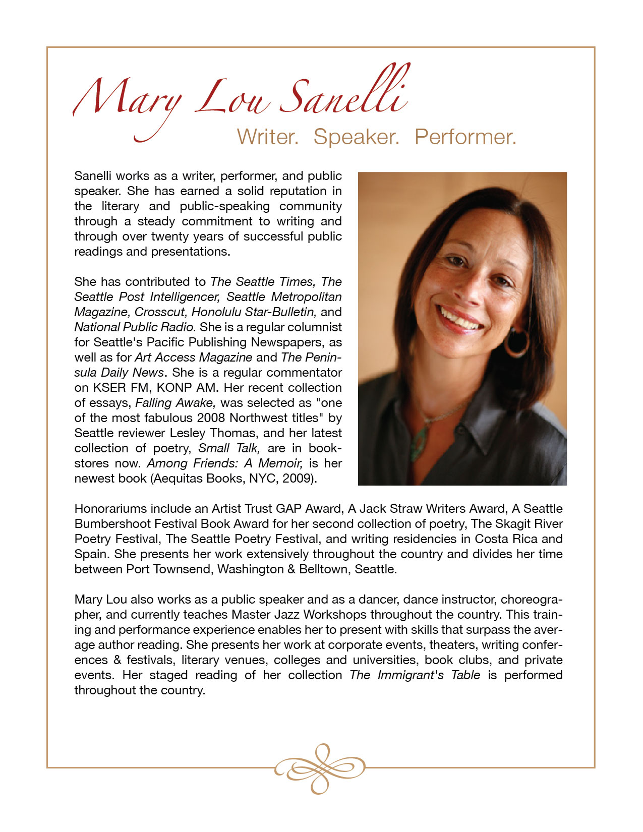 Mary Lou Sanelli Press Release